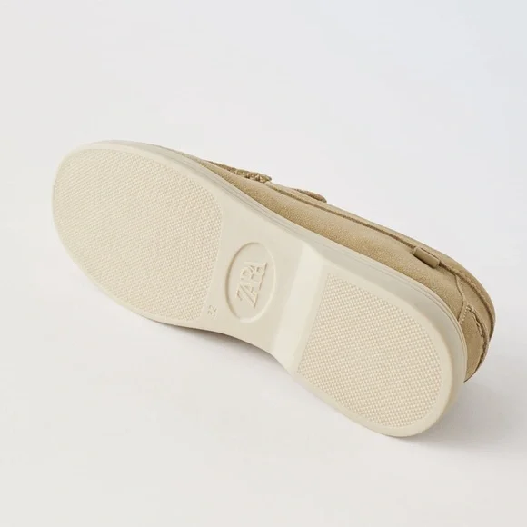 🆕 Zara Suede Boat Shoes in Sandy Brown - Picture 5 of 11
